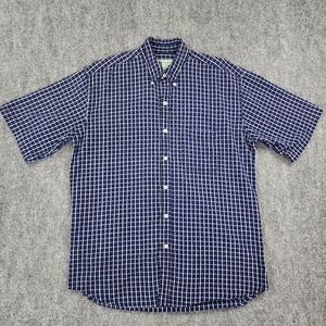 Scotland Yard Shirt Mens Large Blue Plaid Short Sleeve Seersucker Casual Hiking
